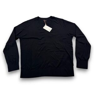NWT Quince Cotton Cashmere V-Neck Sweater LB36731-SHWDC01 Mens Black XL